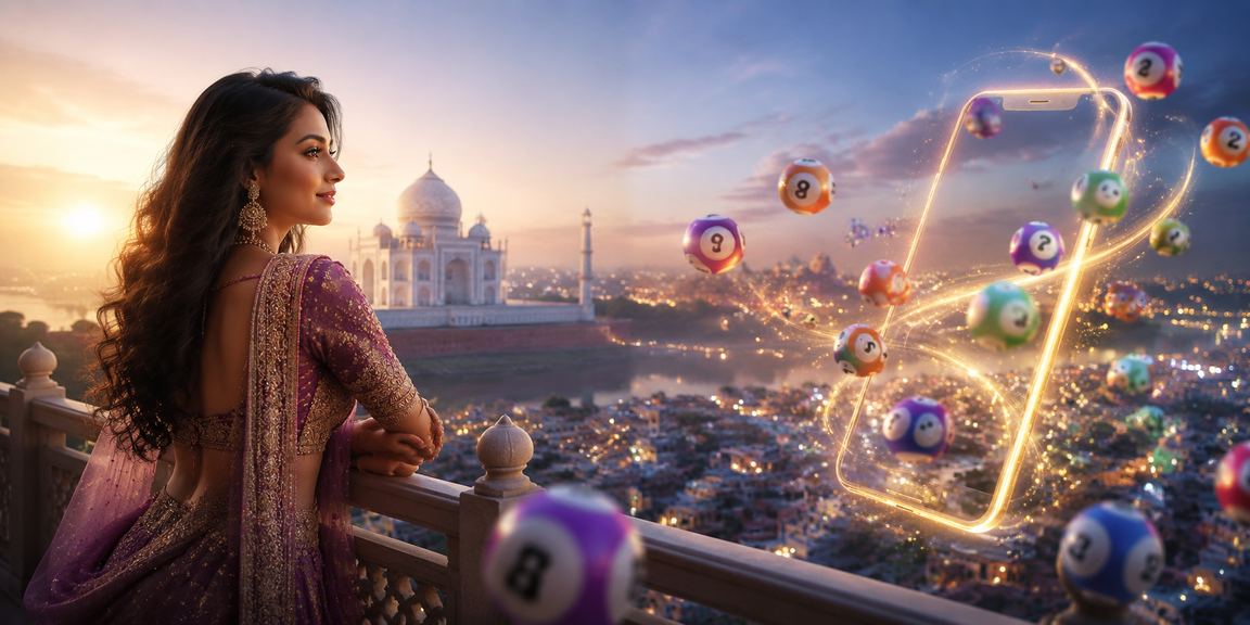 Taj Mahal with lottery tickets and betting theme